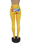 new two colors plus size digital print stretch sports yoga leggings_Yellow