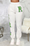 plus size autumn 3 colors cartoon print stretch waist lace-up pockets stylish casual pants_Purple_Pink_White