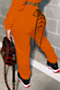 plus size autumn winter pure color stretch back zip-up stylish casual trousers_Rose Red_Orange