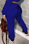 plus size autumn winter pure color stretch back zip-up stylish casual trousers_Rose Red_Orange_Blue