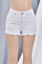 plus size two colors micro-elastic holes pockets casual denim shorts_White