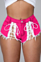 summer new plus size micro elastic hollow eyelets lace-up stylish hot denim shorts (new added colors)_Black_Sky Blue_Magenta