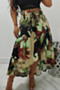 summer new plus size batch printing inelastic irregular stylish skirt with belt_Green