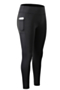 plus size contrast color high elastic fit slim pocket comfortable yoga sport leggings_Black