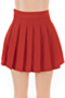 plus size new stylish solid color back zip-up short slim pleated skirt_White_Red