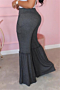 plus size new stylish solid color lace-up pocket casual stretch slim flare pants_Black_Purple_Gray