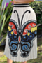 new stylish butterfly printing summer stretch loose casual pleated skirt_Black_White