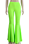 plus size 6 colors solid color new stylish stretch slim flare pants_Black_Light Green