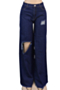 plus size solid color holes pockets inelastic straight loose jeans_Sky Blue_Dark Blue