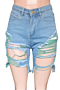 plus size contrast color summer pockets inelastic holes denim shorts_Orange_Yellow_Green
