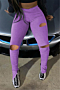 plus size 4 colors solid color split holes new stretch casual simple pants_Black_Purple