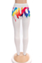 plus size 2 colors multicolor letters printing tight stretch pants_Black_White