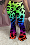 plus size leopard batch printing stretch new fashion casual flare pants_Multicolor