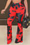 plus size tie-dye batch printing 6 colors autumn stretch loose casual flare pants_White_Red