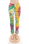 plus size 2 colors zip-up tie-dye batch printing holes stretch tight slim jeans_Magenta_Green