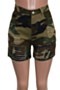 plus size camo batch printing cutout pockets high waist new stylish denim shorts_Pink_Green