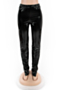new stylish solid color autumn winter pu leather tight stretch split pants_Black