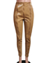 plus size 3 colors autumn solid color zip-up stretch tight pu leather casual pants_Black_Khaki