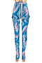 plus size autumn winter velvet multicolor batch printing laced high elastic casual pants_Blue