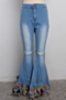 autumn winter plus size 2 colors spliced tassel fashion all-match jeans_Dark Blue_Sky Blue