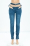 new stylish hollow out solid color button sexy tight slim jeans (with underpants)_Black_Dark Blue