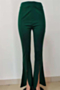 four colors solid color simple high waist new style casual flare pants_Black_Rose Red_Blue_Dark Green