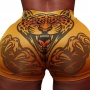 plus size new stylish 2 colors pattern printing stretch tight shorts_Orange