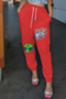 six colors plus size pattern printing laced new style loose casual pants_White_Yellow_Red