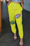 six colors plus size pattern printing laced new style loose casual pants_White_Yellow