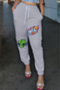 six colors plus size pattern printing laced new style loose casual pants_White_Yellow_Red_Gray