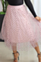 plus size casual mesh polka dot skirt_Black_Pink