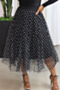 plus size casual mesh polka dot skirt_Black
