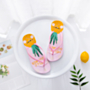 new stylish letter pineapple print beach slippers(size run small)_White_Pink