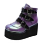 new stylish simple pu synthetic leather thick boots(heel height:10cm)_Black_White_Purple