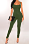 summer solid color 6 colors new stylish low-cut sleeveless stretch tight jumpsuit_Black_White_Rose Red_Dark Blue_Blue_Dark Green
