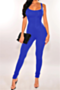 summer solid color 6 colors new stylish low-cut sleeveless stretch tight jumpsuit_Black_White_Rose Red_Dark Blue_Blue