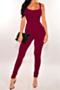 summer solid color 6 colors new stylish low-cut sleeveless stretch tight jumpsuit_Black_White_Rose Red
