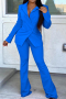 plus size 5 colors solid color autumn winter suit collar wide leg loose two-piece set_Red_Sky Blue_Blue