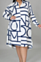 l-5xl autumn new batch printing inelastic irregular hem stylish casual midi shirtdress_Black_White