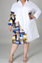 xl-5xl early autumn new three colors inelastic stylish casual midi shirtdress_White
