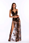 new stylish sling v-neck zip-up mesh see through sequin embroidered elegant high split maxi gown (with lining)_Black