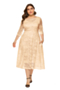 xl-6xl autumn new ten colors see through lace micro-elastic three-quarter sleeves pockets stylish loose midi dress with lining_Black_White_Purple_Rose Red_Beige