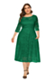 xl-6xl autumn new ten colors see through lace micro-elastic three-quarter sleeves pockets stylish loose midi dress with lining_Black_White_Purple_Rose Red_Beige_Blue_Dark Blue_Pink_Gray_Green