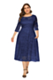 xl-6xl autumn new ten colors see through lace micro-elastic three-quarter sleeves pockets stylish loose midi dress with lining_Black_White_Purple_Rose Red_Beige_Blue_Dark Blue