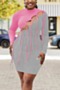 autumn new plus size three colors contrast color spliced stretch hollow tassel sexy bodycon mini dress_Red_Blue_Pink