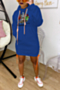 plus size 7 colors hooded autumn christmas pattern printing stretch casual mini dress_Black_White_Blue