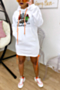plus size 7 colors hooded autumn christmas pattern printing stretch casual mini dress_Black_White