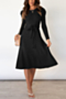 autumn new plus size solid color knitted stretch stylish minimalist midi dress with belt_Black