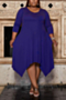 l-4xl plus size early autumn new pocket simple pure color loose stretch casual midi dress_Black_Red_Dark Blue