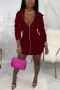 autumn new stylish simple 4 colors plus size pure color zip-up hooded stretch slim sexy mini dress_Black_Rose Red